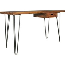 Bild für Wohnling Schreibtisch BAGLI braun 130 x 60 x 76 cm Massiv Holz Laptoptisch Sheesham Natur 