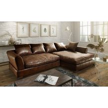 Bild für Couchgarnitur TIZIAN L-Form in Wildlederoptik-Braun / Ottomane Rechts