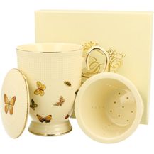Bild für DUO ECRU Becher 400 ml BUTTERFLIES mit Teesieb