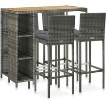 Bild für vidaXL 5-tlg. Gartenbar-Set mit Kissen Poly Rattan Grau 3064921