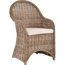 Bild für Krines Home Esszimmersessel Rattansessel Esszimmerstuhl mit Armlehne Korbsessel Esszimmersessel