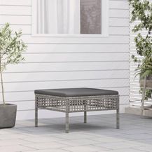 Bild für vidaXL Gartenhocker mit Kissen Grau Poly Rattan 319669