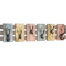 Bild für Garderobenleiste Wandgarderobe Edith 3 Massivholz Vintage-Optik 6 Haken