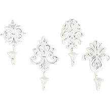 Bild für 4tlg. Haken 4er Set Wandhaken weiß grau Kleiderhaken Haken Wandgarderobe Garderobenhaken Garderobe Eisen Shabby Chic Landhaus Vintage Nostalgie Antik Ornamente Barock