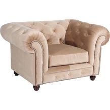 Bild für Orleans Sessel Samtvelours Sand Buche Nussbaumfarben