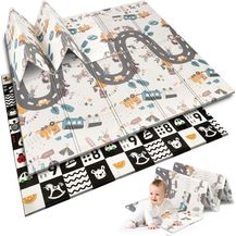 Bild für NUKIDO Baby-Schaumstoffmatte Doppelseitig Niedlich Buntes Design zum Spielen Krabbeln Perfekt zum Verschenken Faltbar 200x180 cm NK-340 Kontrastweg-Muster