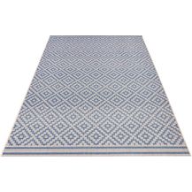 Bild für In- & Outdoor Teppich Raute blau/creme