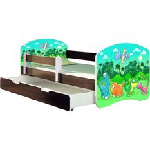 Bild für ACMA Kinderbett Jugendbett mit Einer Schublade und Matratze Wenge mit Rausfallschutz Lattenrost II 140x70 160x80 180x80 (30 Dino, 140x70 + Bettkasten)