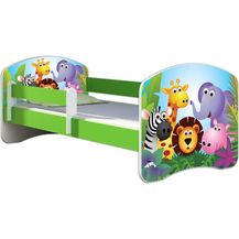Bild für ACMA Kinderbett Jugendbett mit Einer Schublade und Matratze Grün mit Rausfallschutz Lattenrost II 140x70 160x80 180x80 (01 Zoo, 160x80)