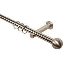 Bild für iso-design Gardinenstange Farbe Edelstahl Wandmontage 16 mm Endstück Kugel