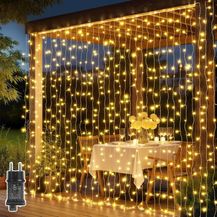 Bild für Lichtervorhang Innen LED Lichterkette Vorhang Außen 3x3 m 300 F5-LEDs PVC Fairy Lights mit Fernbedienung Timer,8Modi,IP65 Wasserdicht Weihnachtsdeko für Weihnachten Fenster/Party/Zimmer/Balkon-Warmweiß