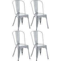 Bild für CLP 4er Set Stühle Benedikt aus Metall bis 200 kg belastbar stapelbar,silber