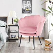 Bild für Wolmics Sessel aus Samt Samtstuhl Mit Metallbeinen Sessel Für Wohnzimmer/Schlafzimmer/Schminktisch,Freizeitstuhl in Blumenform Rosa+Schwarz