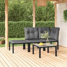 Bild für vidaXL 4-tlg. Garten-Lounge-Set Schwarz und Grau Poly Rattan 362804