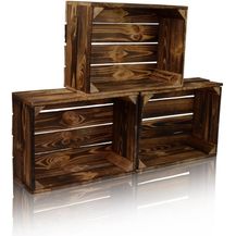 Bild für CHICCIE Holzkiste Regale Dunkel Geflammt 38 x 28 x 15 cm