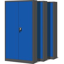 Bild für 3er Set Aktenschrank C001H Büroschrank Metallschrank Stahlschrank Werkzeugschrank Stahlblech Pulverbeschichtet Flügeltürschrank Abschließbar 195 x 90 x 40 cm (anthrazit/blau)