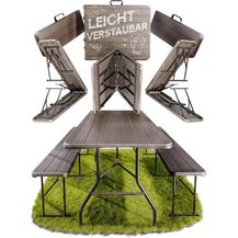 Bild für Ondis24 Biertischgarnitur Lisa Campingtisch 2X Bierbank 1x Biertisch Sitzbank klappbar Bierzeltgarnitur 3tlg. einfach transportabel (Braun, XL)