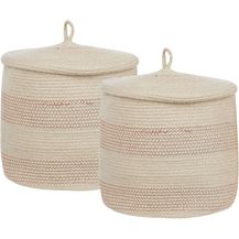 Bild für Korb mit Deckel Baumwolle hellbeige ⌀ 33 cm 2er Set SILOPI
