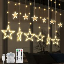 Bild für Lichterkette Sterne, 138 LEDs 2.5m Weihnachtslichterkette, Lichterkette Innen/Außen, Wasserdicht Weihnachtsbeleuchtung mit 12 Sterne und 8 Modi, Weihnachtsdeko Für Fenster, Balkon (A