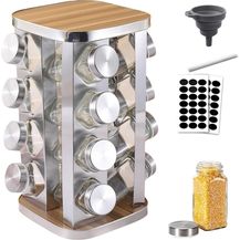 Bild für Gewürzregal Edelstahl 16 Gewürze Organizer 360°Drehbar Küche Glas