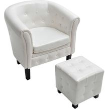 Bild für vidaXL Clubsessel mit Fußhocker Weiß Kunstleder 60711