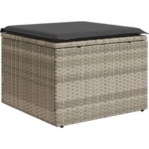 Bild für vidaXL Gartenhocker mit Kissen Hellgrau 55x55x37 cm Poly Rattan 366179