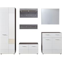 Bild für Garderobe Set 6-teilig 'Line' Hochglanz weiß/Sardegna grau/Rauchsilber 250x191 cm