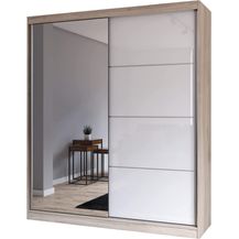 Bild für Fabryka Mebli Idźczak Schiebetürenschrank, eleganter Kleiderschrank Schrank Garderobe Spiegel Multi 35-180 cm, Schlafzimmer- Wohnzimmerschrank Schiebetüren Modern Design (Sonoma/Weiß)