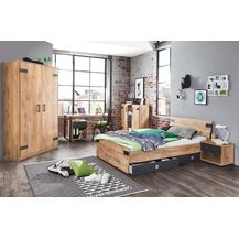 Bild für Jugendmöbel Set mit Bett 140 inkl. Nachttisch und Kleiderschrank 90cm und Schreibtisch Rollcontainer EVERTON-43 8-teilig