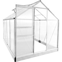 Bild für BRAST Gewächshaus Aluminium mit Fundament rostfrei 6mm Platten 250x190x195cm Silber