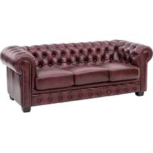 Bild für Sofa Chesterfield 3-Sitzer Echtleder rot