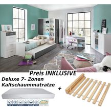 Bild für Jugendzimmer Joker Weiß Anthrazit 10 teiliges Megaset mit Eckkleiderschrank und Garderobe