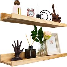 Bild für Wood Wedge 2er-Set Schwebende Wandregal, Rustikale Holzregale mit Lippe, Kinderbücherregale, Bild & Fotoregal für Schlafzimmer, Wohnzimmer, Badezimmer, Küche, Büro (natürlich 60cm)