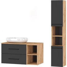 Bild für Planetmöbel Badmöbel Komplettset Badmöbel Komplettset 4-teilig 100cm mit Aufsatzwaschbecken und Hochschrank