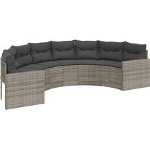 Bild für vidaXL Gartensofa mit Kissen Halbrund Grau Poly Rattan 3318514