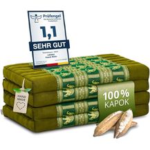 Bild für Nachhaltige Klappmatratze aus Kapok, Gästematratze mit Thaiseide, Matratze faltbar für Van, ökologische Yogamatte, Gästebett klappbar, Liege Garten Balkon 200 x 80 x 8 cm (Grün/Elefanten Seide)