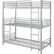 Vente-unique - Etagenbett - 3 Personen - 3 x 90 x 190 cm - Metall - Silberfarben - ELOUAN III