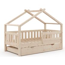 Bild für Hausbett Design Naturholz 80x160 cm mit Gästebett Vitalispa