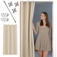 Bild für tinycurtains Türvorhang mit Stange silber 70-120 cm Thermo Vorhang ohne Bohren