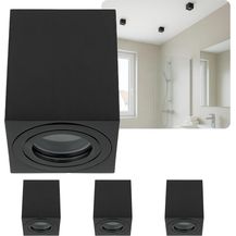 Bild für Sweet LED Aufbauleuchte 4er Set GU10 für Bad & Küche IP44 Deckenspots eckig schwarz 230V