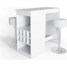 Bild für Bartisch-Set Ross Weiß 115 x 50 cm mit 2 Barhockern Vicco