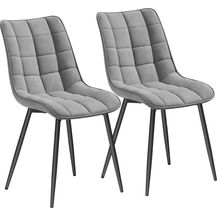 Bild für 2er-Set Küchenstuhl mit Rückenlehne aus Samt Metallbeine Elif hellgrau