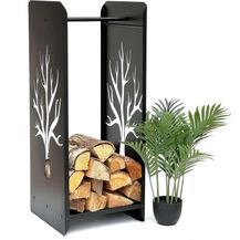 Bild für DanDiBo Kaminholzregal Innen Metall Schwarz 100 cm Kaminholzständer 96428 Brennholzregal Schmal Kaminholzhalter