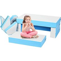 Bild für COSTWAY 4 in 1 Kindersofa & Kindertisch & Bett & Puzzle Matratze aus 8 Schaumstoffbausteine
