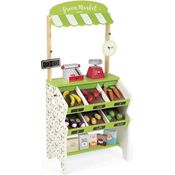 Janod J06574 Kaufmannsladen Green Market (32 Teile Zubehör), Lindengrün