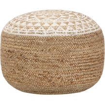 Bild für vidaXL Handgefertigter Sitzpuff Weiß 45x30 cm Jute 248085