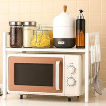 Bild für DanDiBo Verstellbares Mikrowellenregal Weiß 2 Stufig 40-64 cm Mikrowellen Regal 96683 Stehend Mikrowellenständer Küchenregal