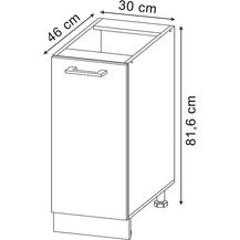 Bild für Apothekerschrank R-Line Schwarz Hochglanz 30 cm ohne Arbeitsplatte Vicco