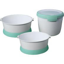 Bild für Doppel-Reisenapf Türkis/ Weiß mit 1,5L Futterdose & Deckel