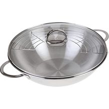 Bild für GRÄWE 8000.32 WK-Bun Edelstahl Wok 32 cm mit Glasdeckel und Ablagegitter